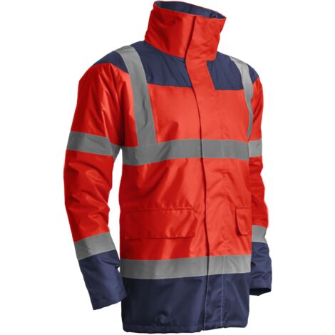 Parka hiver haute visibilité de travail - COVERGUARD - KETA (taille au choix) Rouge/Marine XXL