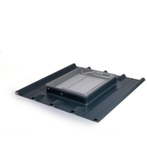 Lucarne de toit pour tôles bac acier ondulés – RAL 7016 gris anthracite – Vitre synthétique incassable 66x53cm – Aération verrouillable