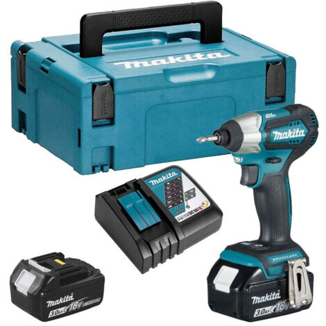 Makita – Visseuse à chocs 18V avec 2 batteries 3Ah – Moteur sans charbon – Couple 140Nm pour vissage précis – Technologie XPT – DTD155RFJ - ION 3 AH