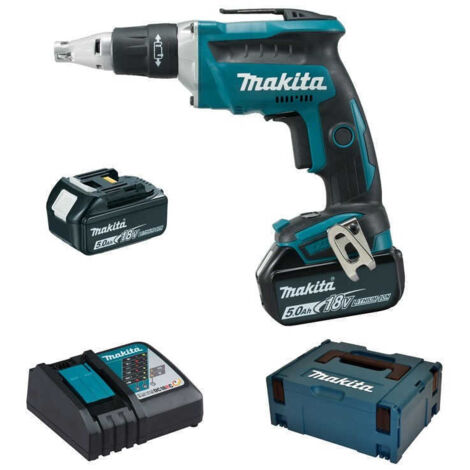 Makita – Visseuse à plaque de plâtre 18V avec 2 batteries 5.0Ah – Moteur Brushless – Technologie XPT – Coffret MakPac – DFS452RTJ