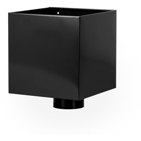 Boite à eau Noir RAL 9005 200 x 200 sortie Ø 80 avec grille anti-feuilles – LPP