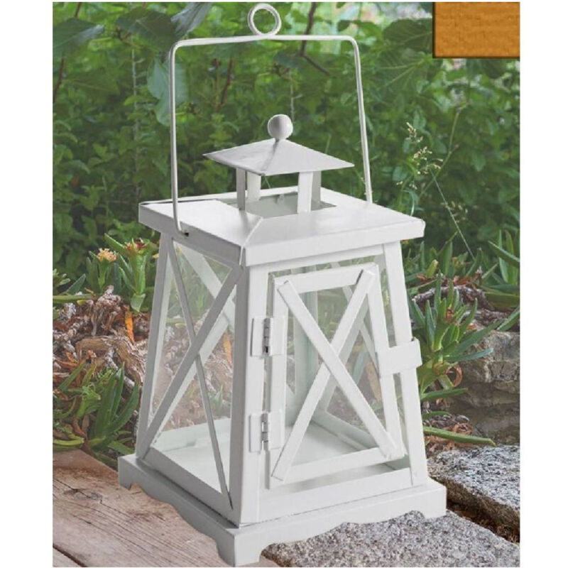 TrAdE Shop Traesio - Porta Candela Lumino Lanterna Bianca Metallo Bomboniera Matrimonio Camino 42270 -