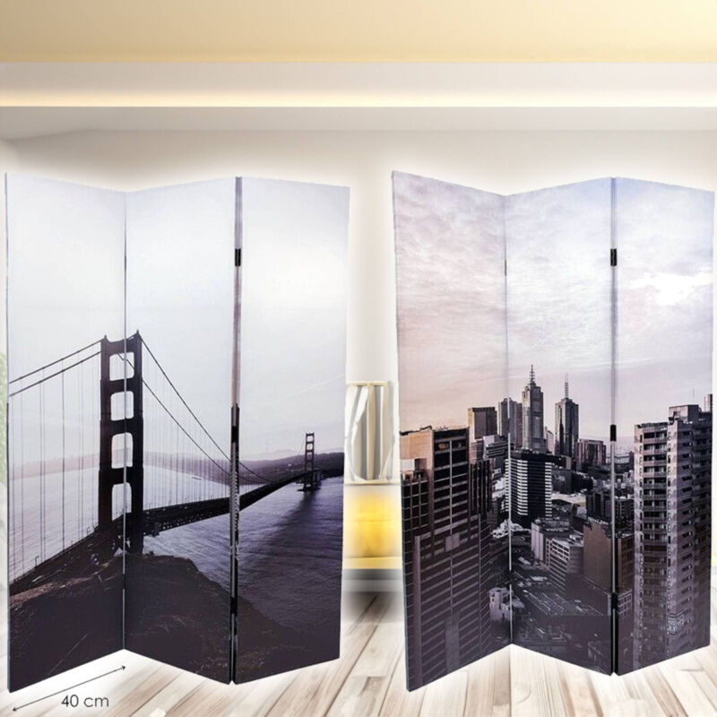 Mendler Paravento Decorativo A 6 Pannelli M68 - 180x240cm, Doppia Immagine, Struttura In Legno, Versione Scritte - 5