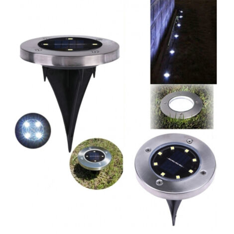 TRADE SHOP - Picchetto Segnapasso Bianco Freddo Pannello Solare Led Waterproof Illuminazione -