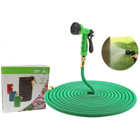 TRADE SHOP - Tubo Estensibile Flessibile Irrigazione Giardino Multigetto Pistola 12 Metri -