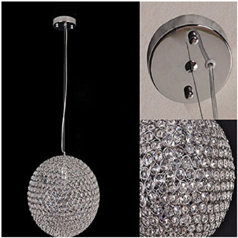 TRADE SHOP - Pendente Lampada Lampadario Sferico Tondo Chiuso Cristalli Soffitto Luce Led Design -
