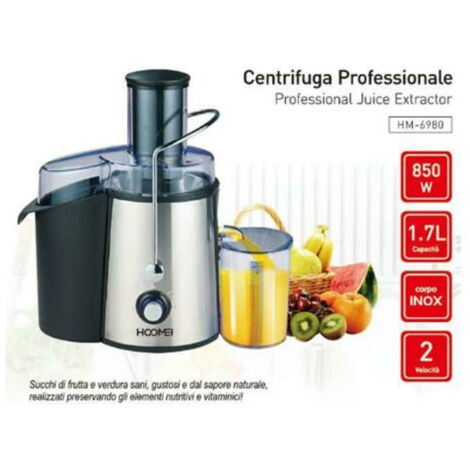 TRADE SHOP - Centrifuga Estrattore Di Succo Frutta Verdura 850 Watt 1,7 Lt Hoomei Hm-6980 -