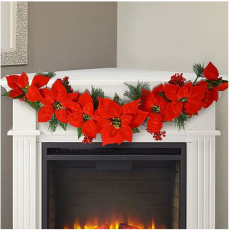 TrAdE Shop Traesio - Ghirlanda Natalizia Con Stella Di Natale 5 Fiori  Decorazioni Natalizie Casa -