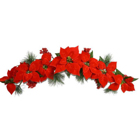 TrAdE Shop Traesio - Ghirlanda Natalizia Con Stella Di Natale 5 Fiori  Decorazioni Natalizie Casa -