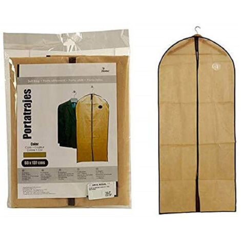 TRADE SHOP - Porta Abiti Vestito 137x60cm Beige Custodia Tessuto Guardaroba Antipolvere Armadio -