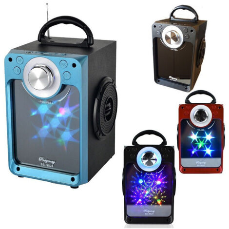 TRADE SHOP - Cassa Speaker Fm Bluetooth Ricaricabile Sd Usb Aux 2 Casse Portatile Bs-9524 -