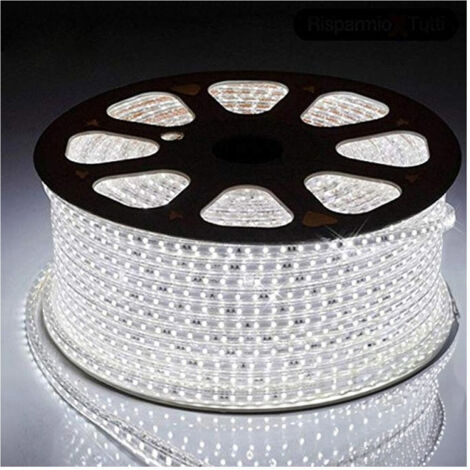 TRADE SHOP - Striscia Led 5050 Flessibile Bobina 100mt Luce Bianco Freddo Esterno 220v -