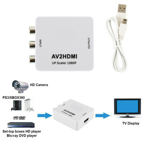 TRADE SHOP - Adattatore Convertitore Video Analogico Da Av Rca F Hdmi Hdmi2av Andowl Qy-v04 -