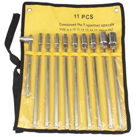 TrAdE Shop Traesio - Set Chiavi A Bussola A T Con Impugnatura Extra Lunga 8 9 10 11 12 13 14 17 19 Mm - (1/2)