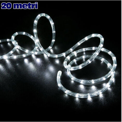 TrAdE Shop Traesio - Tubo Luminoso Natalizio 20 Mt Led Bianco Freddo Controller 8 Funzioni X Esterno - (1/3)
