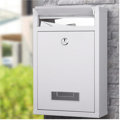 TRADE SHOP - Cassetta Postale Parete In Acciaio Buca Lettere Posta Esterno Con Chiave Bianco -