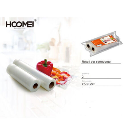 TRADE SHOP - 2 Rotoli Per Sottovuoto 28x300cm Alimenti Sacchetti Conservazione Frutta Verdura -