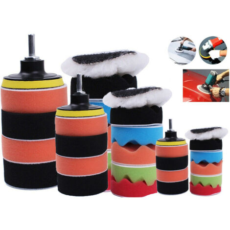 TRADE SHOP - 12 Pz Kit Di Spugne Lucidanti Con Adattatore Per Lucidatura Auto 5" Platorello -