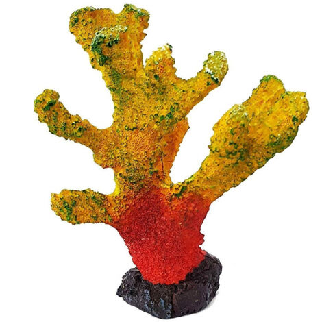 TRADE SHOP - Corallo In Resina Ornamento Per Acquario Giallo Arancione 13x6x16 Cm Sottomarino -