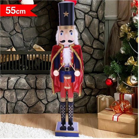 TRADE SHOP - Soldato Schiaccianoci Di Natale In Legno Altezza 55 Cm Decorazioni Natalizie -