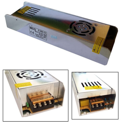 TRADE SHOP - Trasformatore Alimentatore Stabilizzato Slim 220v-12v 20a 250w Trimmer 20a 12v -