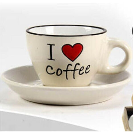 TRADE SHOP - Set 6pz Tazzine Tazza + Piattino 80ml Caffè Classico Moderno Colori Ass 668715 -