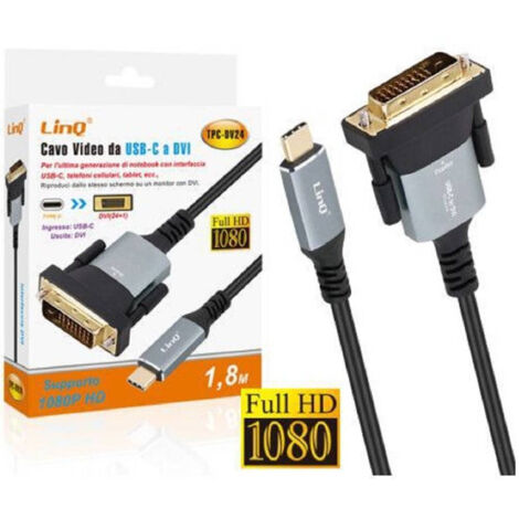 Linq - Cavo Video Adattatore Da Type-c Usb Tipo C A Dvi Full Hd 1080p 1,8 Mt Tpc-dv24 - (1/5)