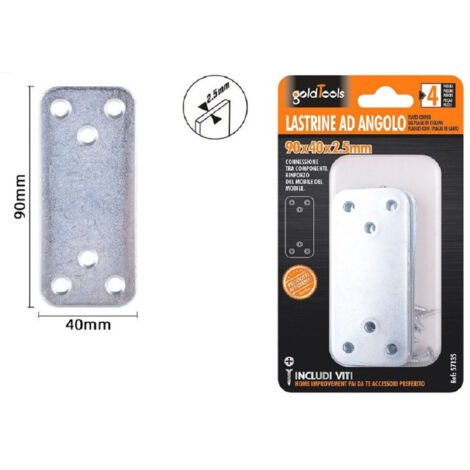 Kaela - Set 4pz Lastrine Lastrina Piastra Di Giunzione 90x40x2.5mm Con Viti Mobili 57135 - (1/2)