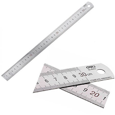 TRADE SHOP - Righello Metro 1mm A 30cm In Metallo Acciaio Riga Multifunzione Segnatura Cm E Inch -