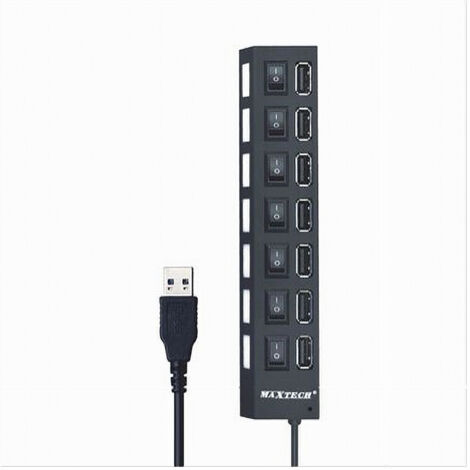 TRADE SHOP - Maxtech Hub-07 Usb 2.0 A 7 Porte Ad Alta Velocità On/off Interruttore Per Windos Macos - (1/3)