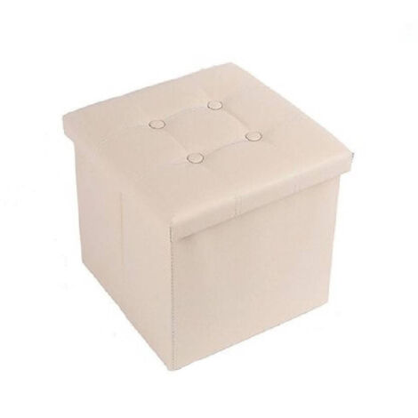 TRADE SHOP - Pouff Puff Pouf Contenitore Imbottito Portaoggetti Seduta Beige 30x30x30cm 79428 -