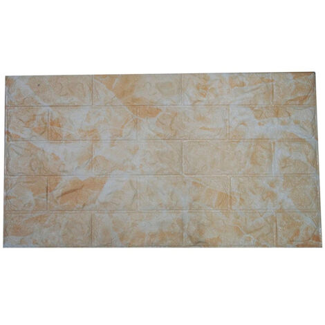 TRADE SHOP - Pannello 77x70cm Mattoni Beige Carta Parati Pvc Mattoncini 3d Adesiva Muro -
