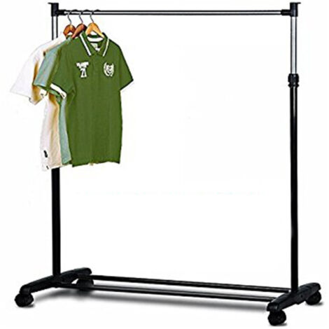 TRADE SHOP - Stand Appendiabiti Allungabile Telescopico Singolo Con Ruote 70 - 160 Cm -