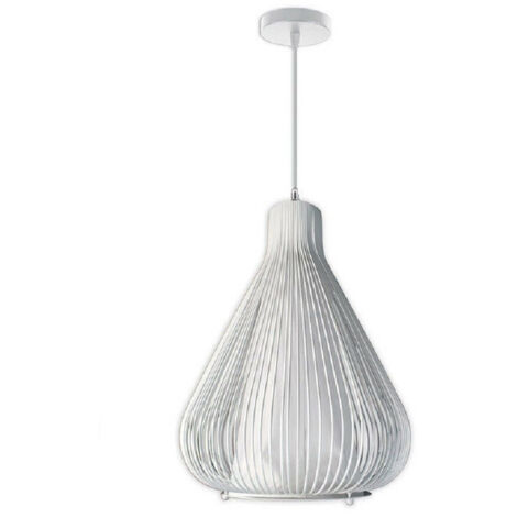 TrAdE Shop Traesio - Lampadario Soffitto Attacco E27 Bianco Nero Moderno Sospensione Regolabile B18 - Bianco (1/2)