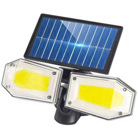 TRADE SHOP - Faretto Doppio A Parete Con Pannello Solare Sensore Movimento E Crepuscolare 270 -