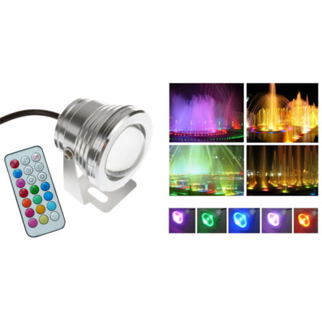 TRADE SHOP - Faro Faretto Led Orientabile Calda Fredda Rgb 10 Watt Cob 12 Volt Ip 65 Luce - -RGB      -