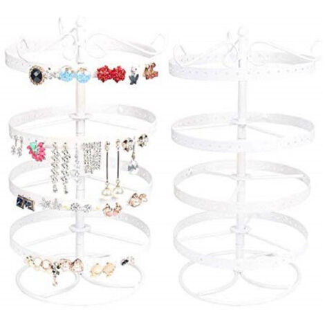 Espositore Rotante A 7 Livelli Bianco Con Ganci E Ruote - Scaffale Mobile Per Negozio, Ideale Per Gioielli, Portachiavi, Giocattoli E Calzini - 6