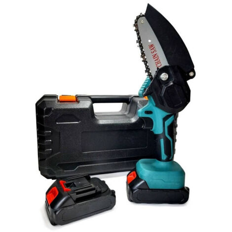 TRADE SHOP - Mini Elettrosega A Doppia Batteria Motosega Elettrica Tagliarami 4'' Valigia Lld -