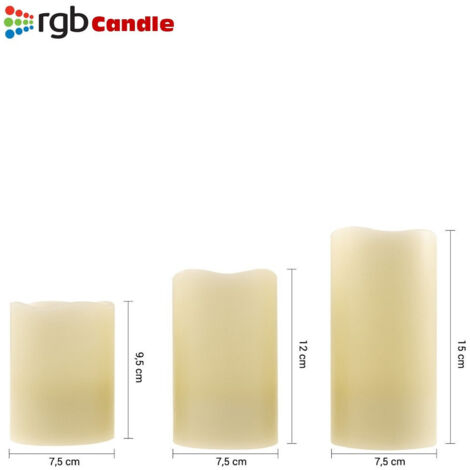 Retisee Candela A LED Senza Fiamma, Extra Large 15x15 Cm, In Vera Cera, 3 Stoppini Tremolanti, Con Telecomando E Timer, Per Interni Ed Esterni - 4