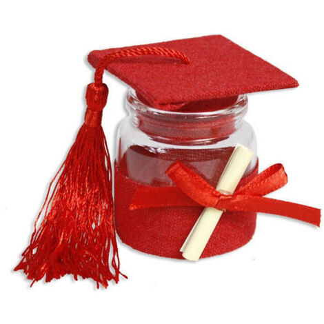 25 Sacchetti Portaconfetti A Forma Di Tocco Per LAUREA + 25 Nastri Raso + 40 Biglietti Bomboniera