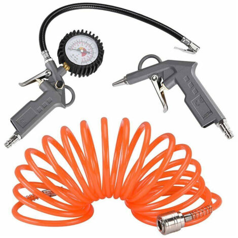 Kit Accessori Compressore - Pistola Soffiaggio, Manometro E Tubo Spiralato 5m - Foto 6