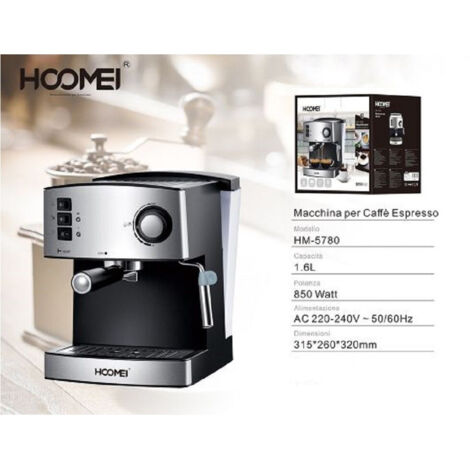 TrAdE Shop Traesio - Macchina Per Caffè Espresso 850 Watt 1.6lt Cappuccino System 15 Bar Corpo Inox - (1/3)