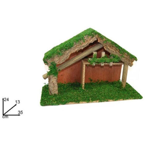 TRADE SHOP - Capanna Vuota 35x24x13 Cm Muschio Presepe Addobbo Natale Decorazione Natalizio -