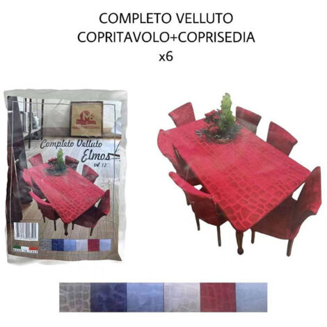 TRADE SHOP - Set Copritavolo E Coprisedia In Velluto Copertura Schienale Sedia E Tavolo X6 - (1/3)