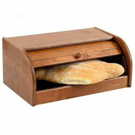 TRADE SHOP - Portapane In Legno Con Serrandina Apri E Chiudi Color Ciliegio 39 X 25 X 17 Cm -
