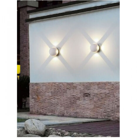 TRADE SHOP - Applique Muro A Sfera 4 Fasci Di Luce Esterno Bianco Luce 3000k 6000k 4000k Es58 - -Bianco Naturale      -