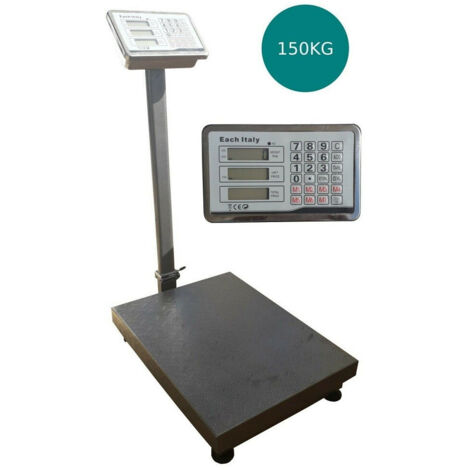 TRADE SHOP - Bilancia Industriale Da Terra Con Piattaforma Display Digitale Peso 150 Kg -