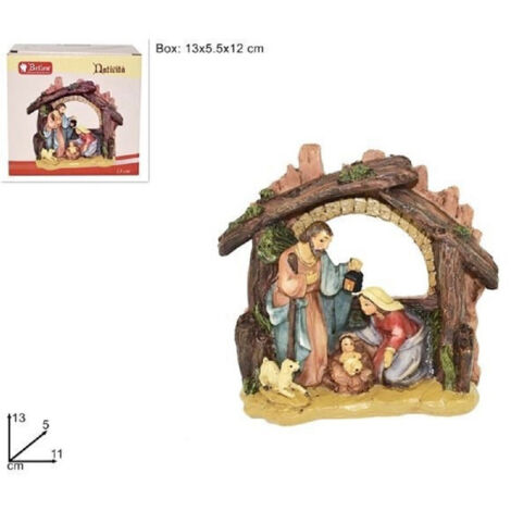 TRADE SHOP - Presepe Natività In Resina Scenario Sacra Famiglia Decorazioni Natalizie -