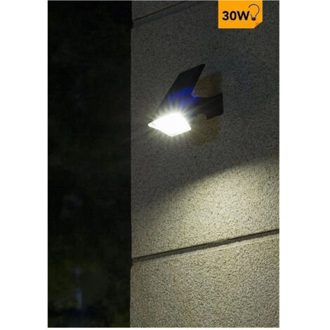 TRADE SHOP - Faretto 7led Picchetto Ricaricabile Con Pannello Solare Crepuscolare Muro Yh0514 - -Bianco Freddo -