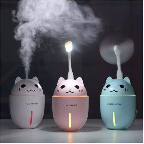TRADE SHOP - Umidificatore Usb 3in1 Ultrasuoni Micetto Gatto 320ml Aromaterapia Diffusore - (1/5)